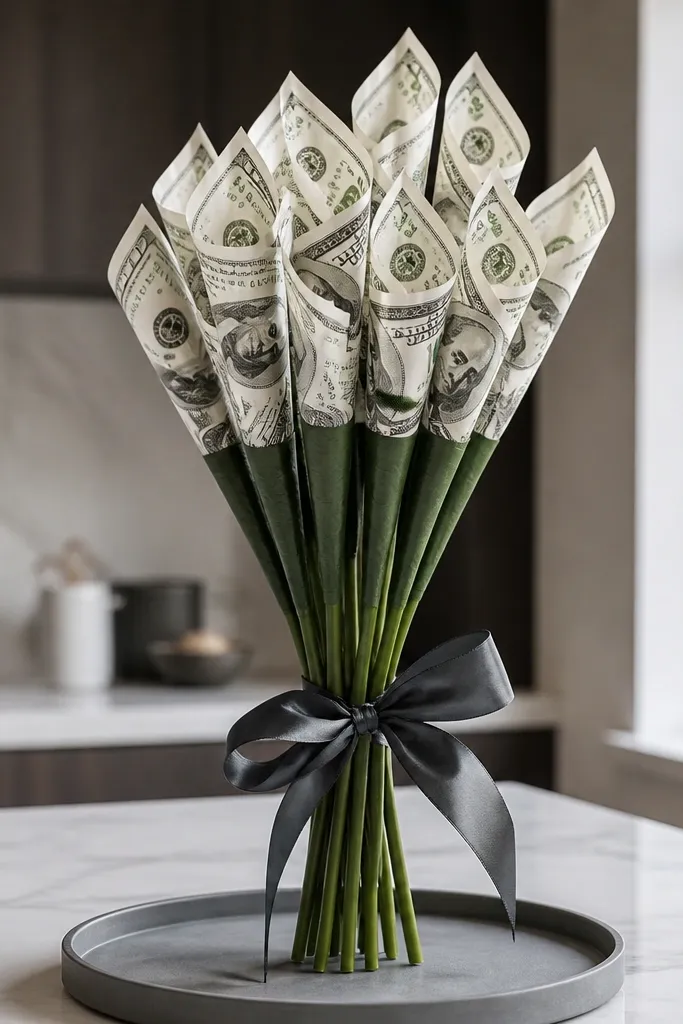 Tall calla lily look with smooth money sleeves around stems