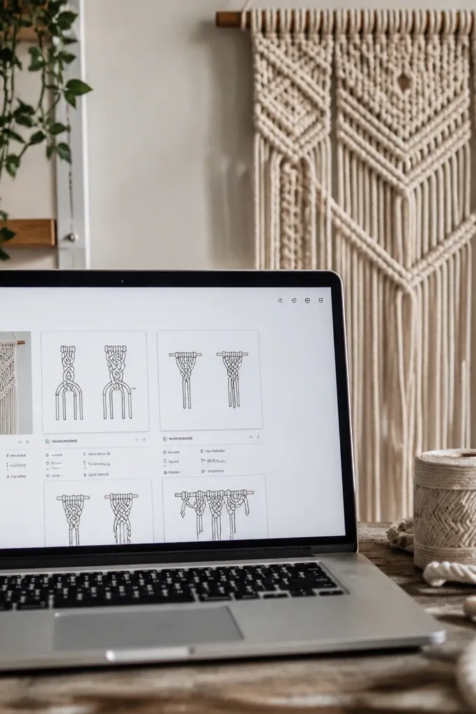 Planner pages with small knot diagram images and measured sections