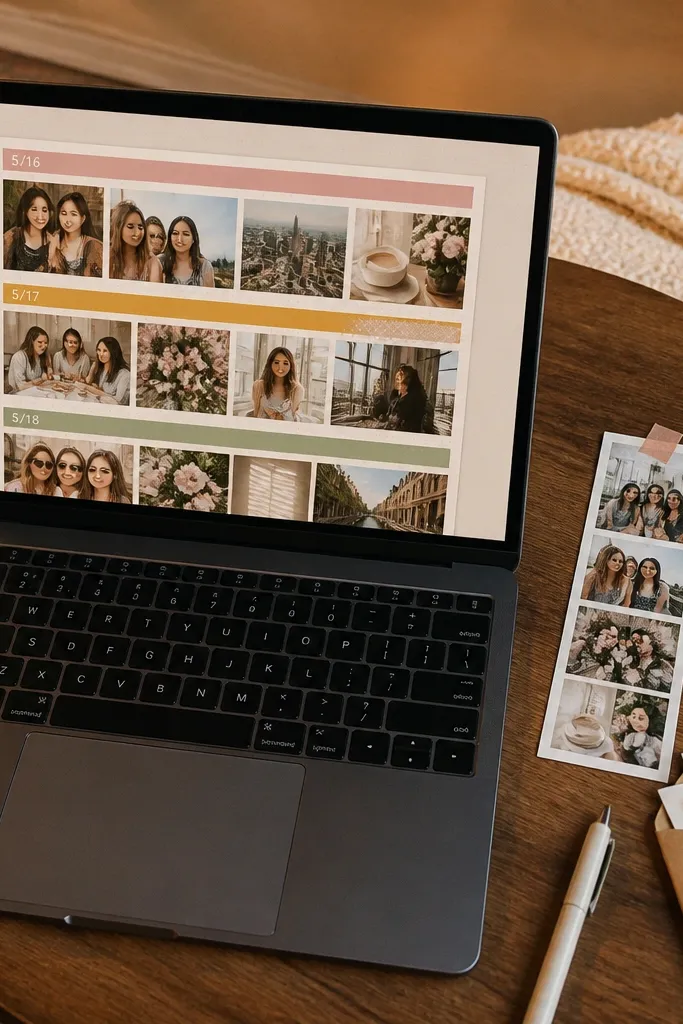 Scrapbook layout with date bands and strips
