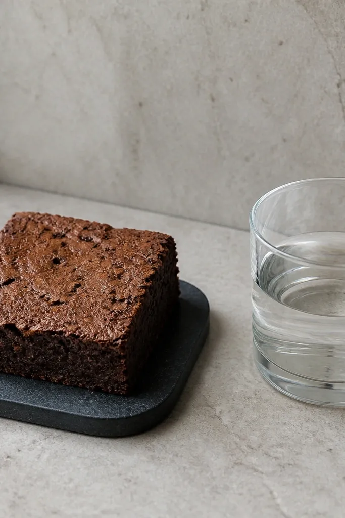 Brown brownie paper squishy with darker chocolate edges and tiny cocoa sprinkle dots