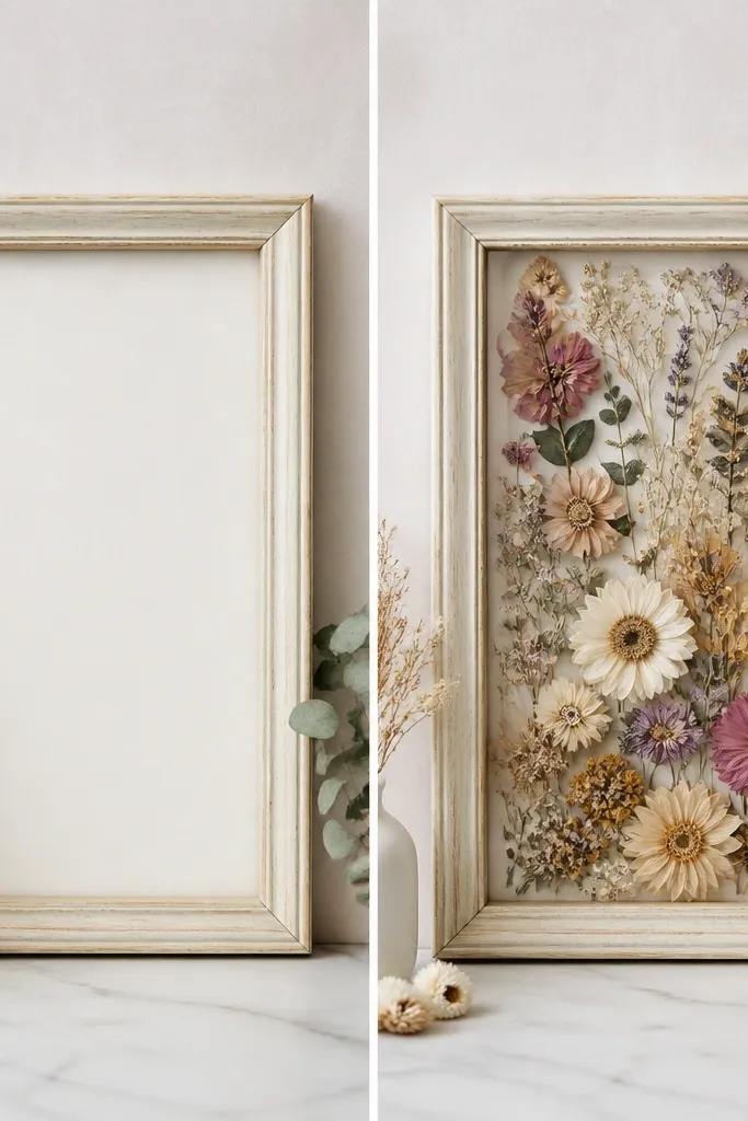 Before and After Dried Flower Frame Transformations