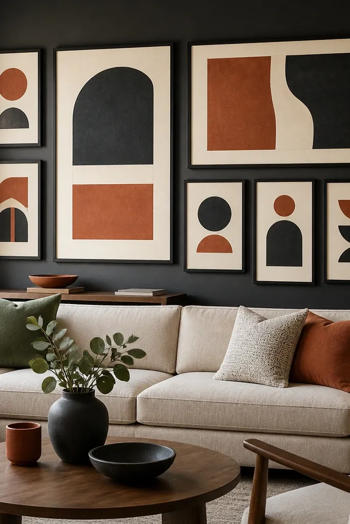 Frames arranged so the colors form clear blocks across the wall