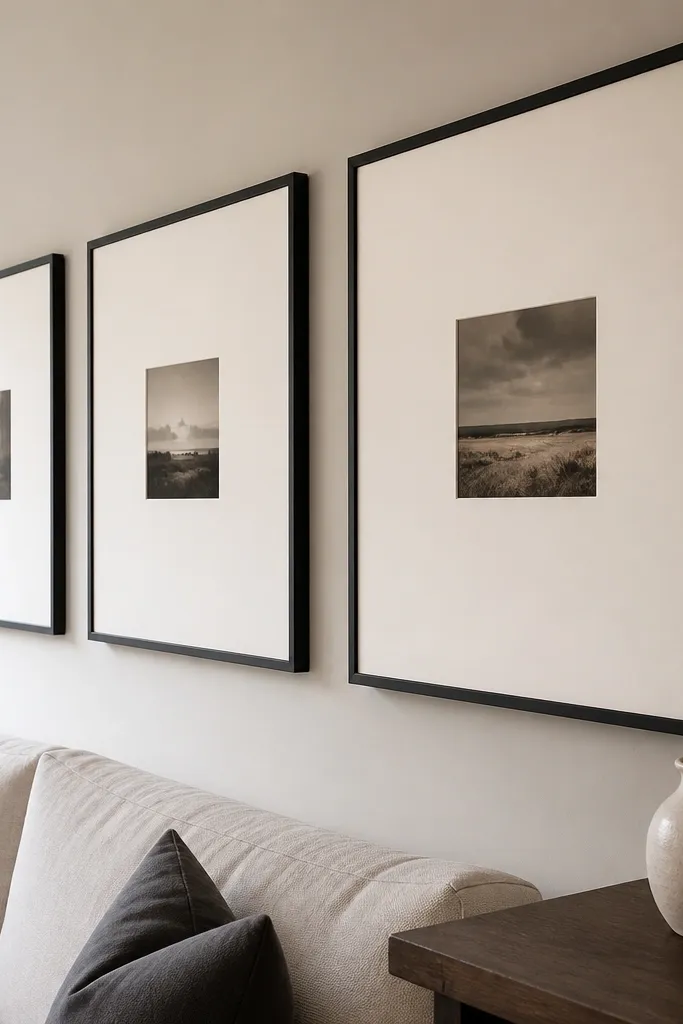Large frames filled with mostly mat and minimal art content