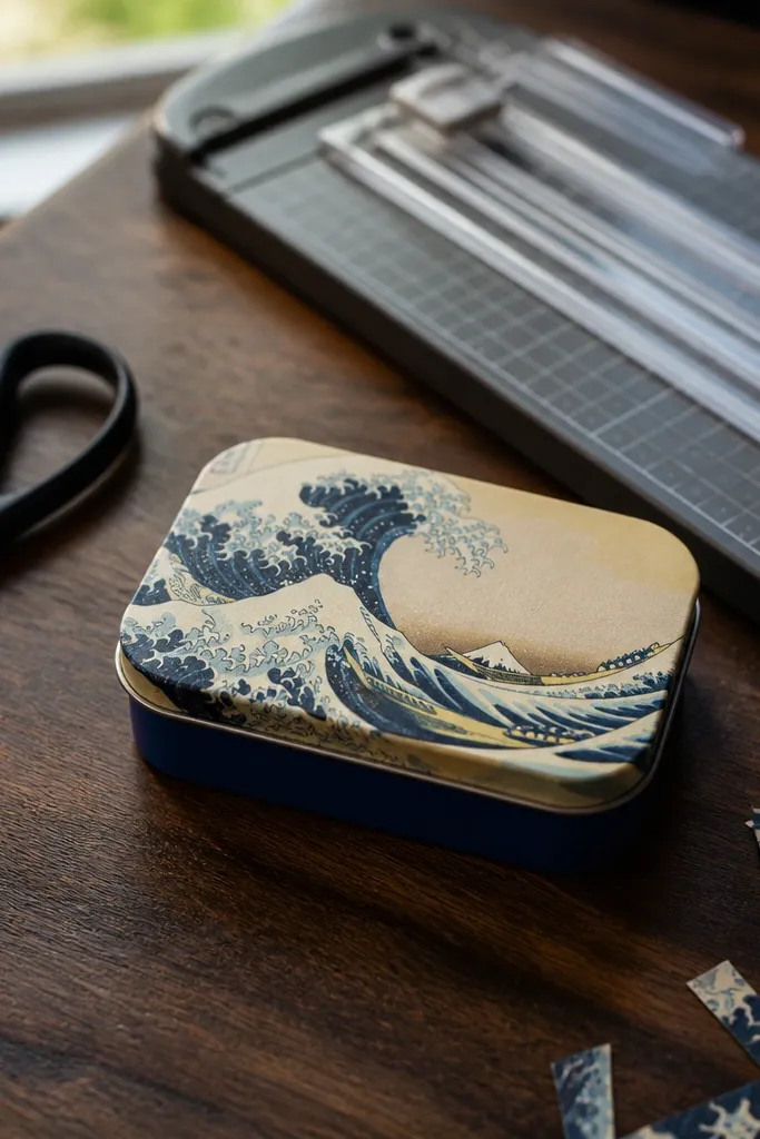 Matte clear coat on a decorated Altoids tin lid