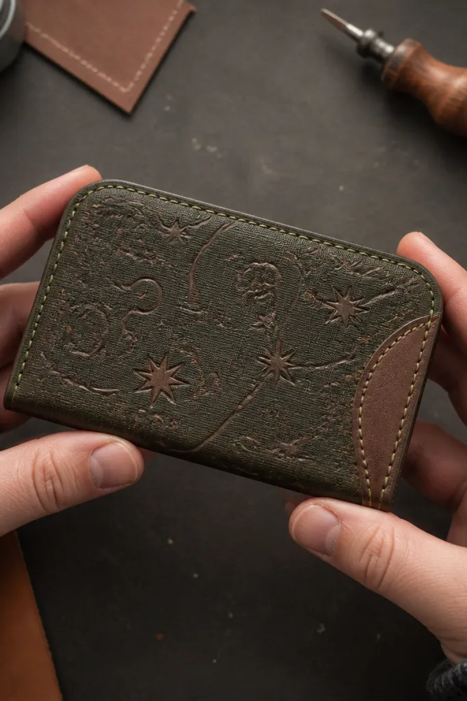 Altoids wallet with embossed canvas doodles in the center panel