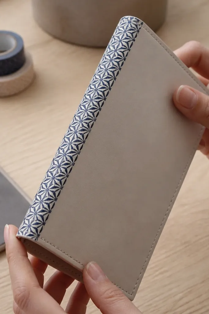 Altoids wallet with patterned washi tape strip along the spine and solid front