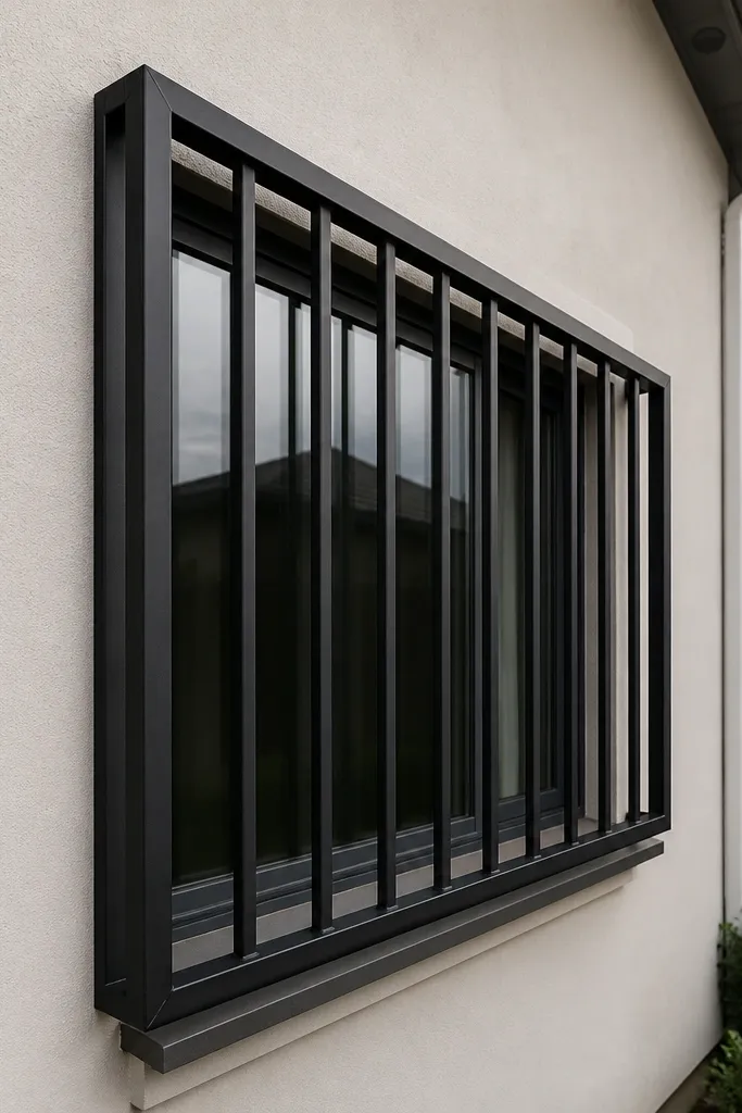 Box window grill made from square tubing with tidy corner joints