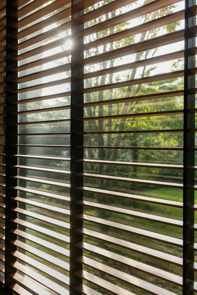Box window grill with horizontal slats and a boxed border