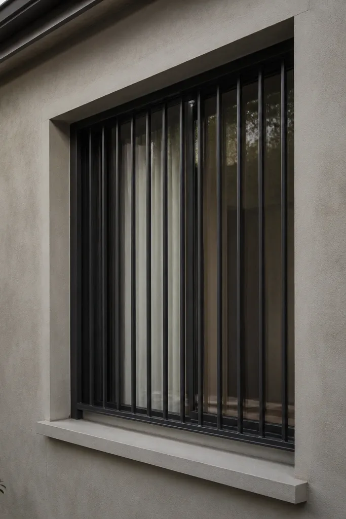 Recessed box window grill with a thick border like brick molding