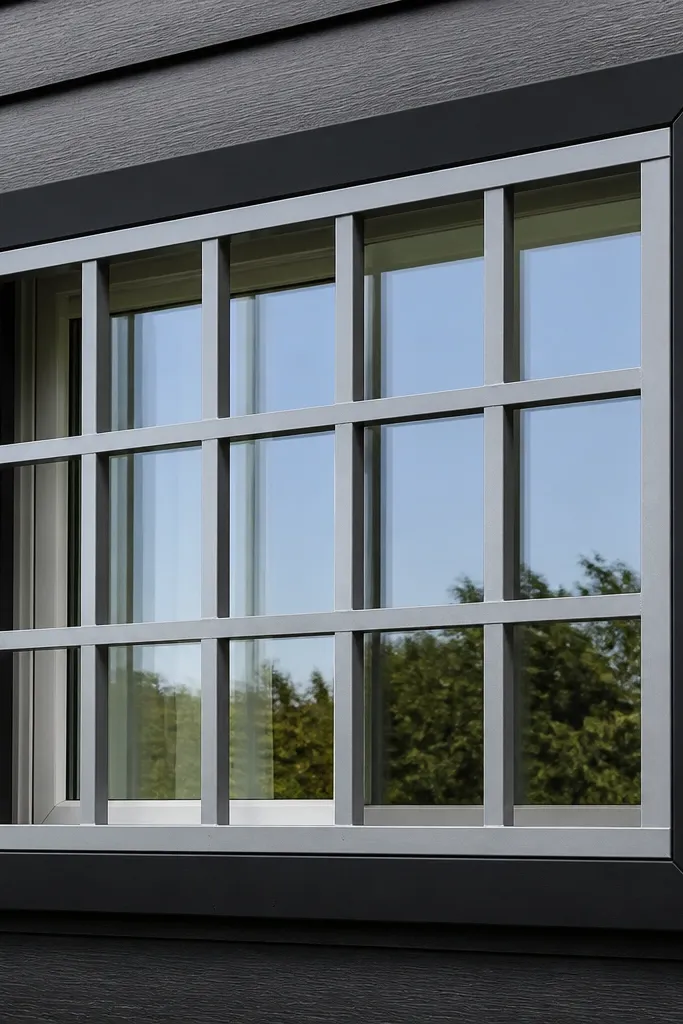 Black outer box frame with light gray inset grid bars