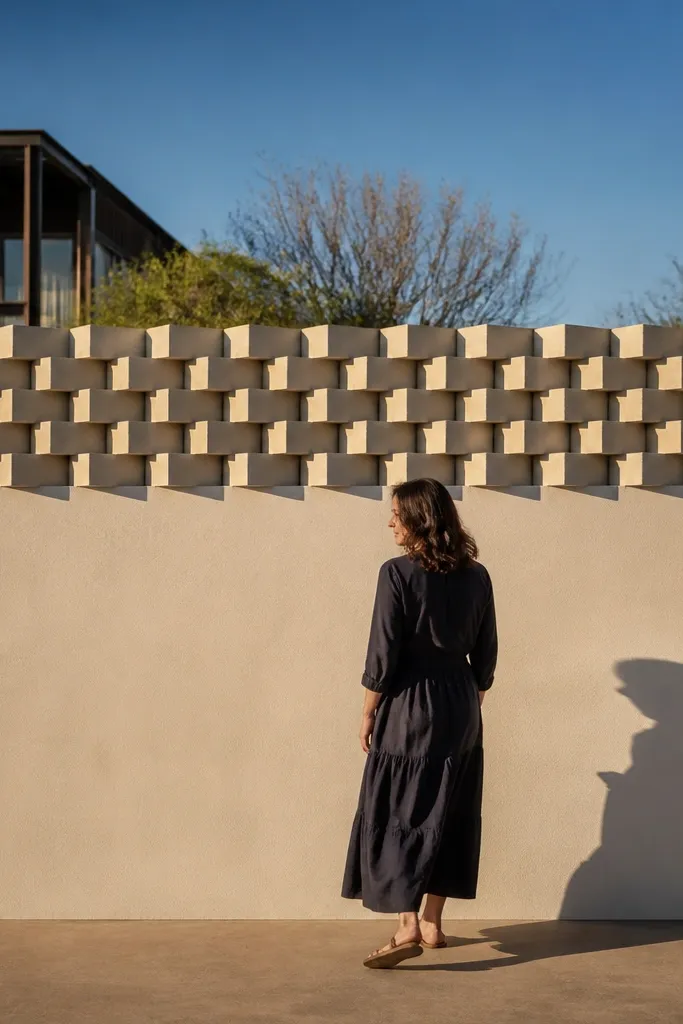 Solid compound wall with small cube block parapet on top
