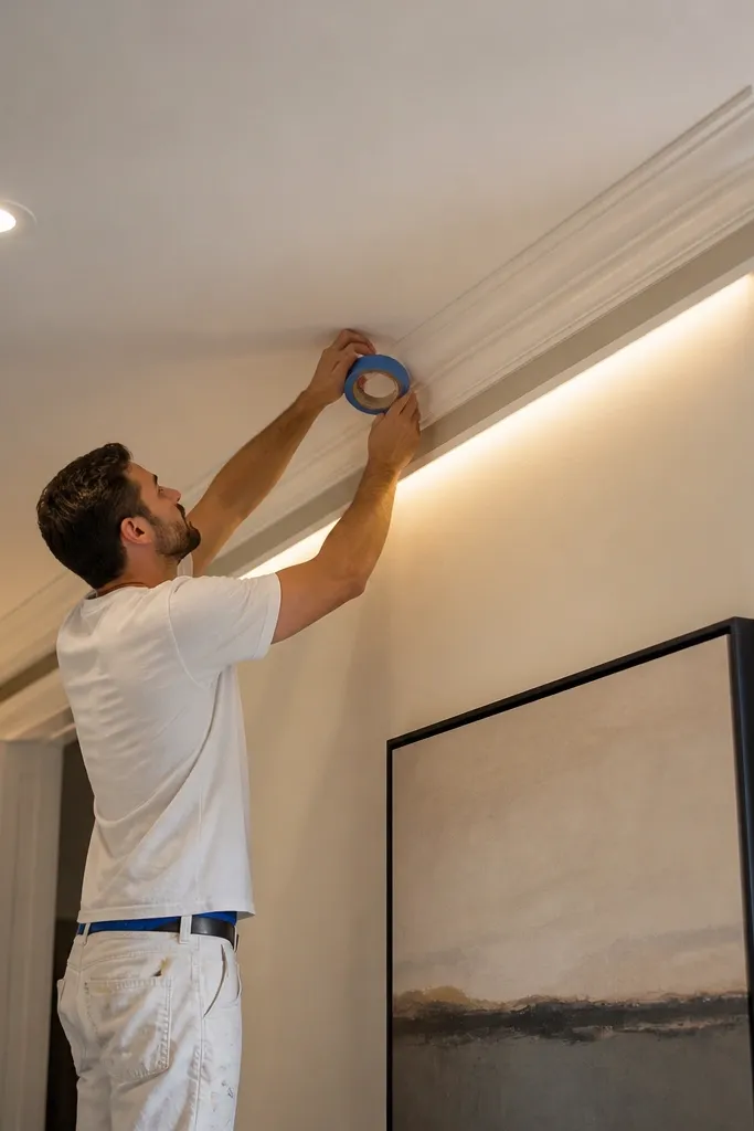 A painted 2-inch band under the ceiling trim line