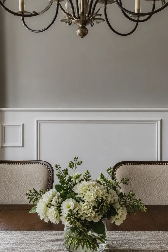 Half wall with symmetrical moulded panels and small decorative blocks