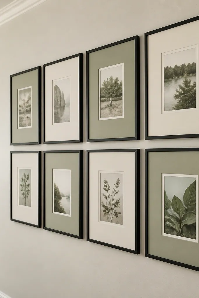 Matching black frames with alternating light and cream mats