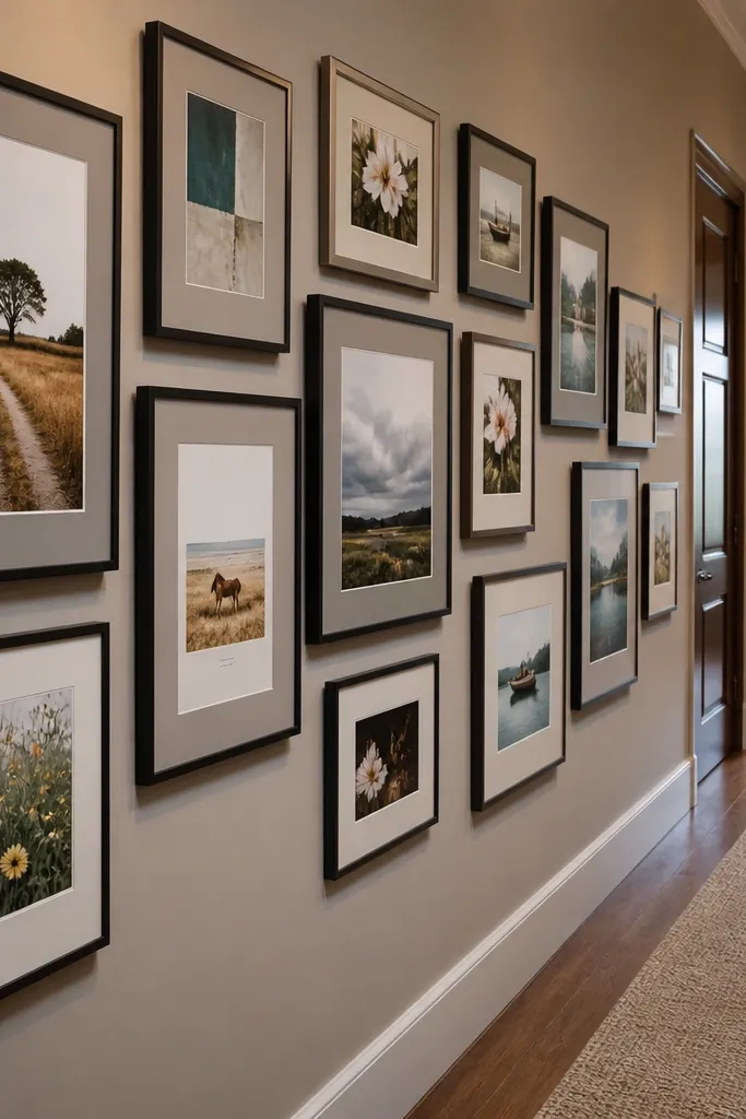 Frames with matching mats and staggered placements