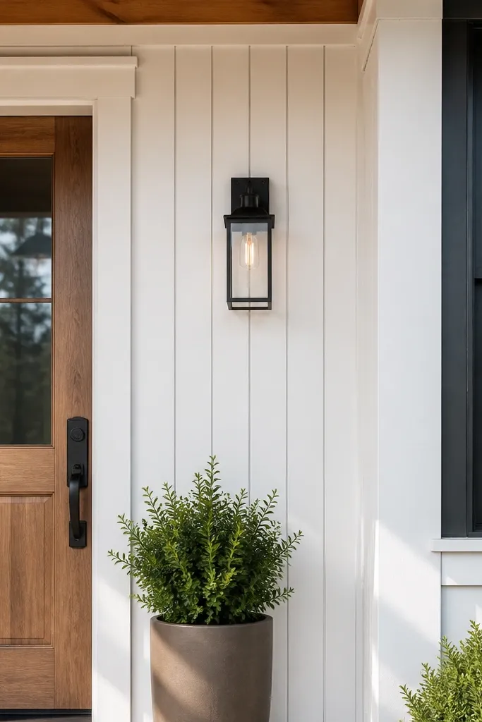 Small entry wall with horizontal panel accent and clean trim edges