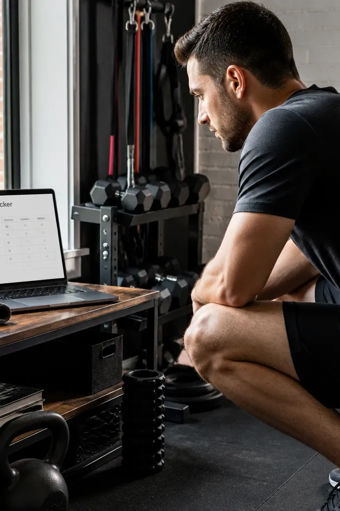 Workout routine cards with exercise entries and set/rep fields