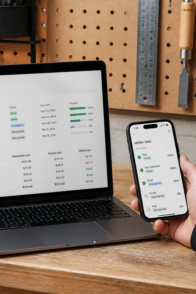 Notion project page with milestones timeline and budget amounts