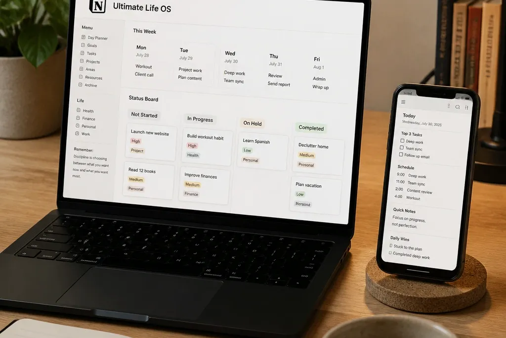 Notion Templates Compared On Phone And Laptop