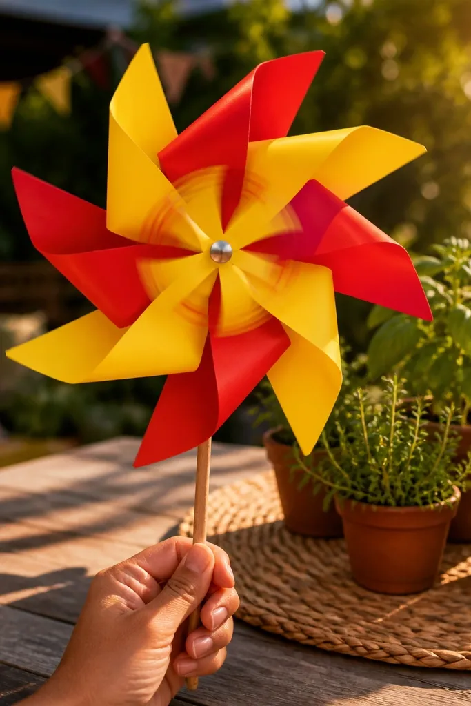 Starburst paper pinwheel with sharp folded rays