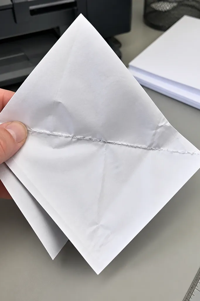 White printer paper cut into neat square sheets