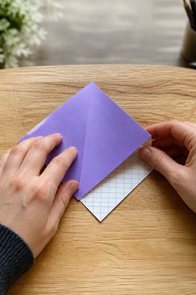 White square paper with faint grid lines on the back