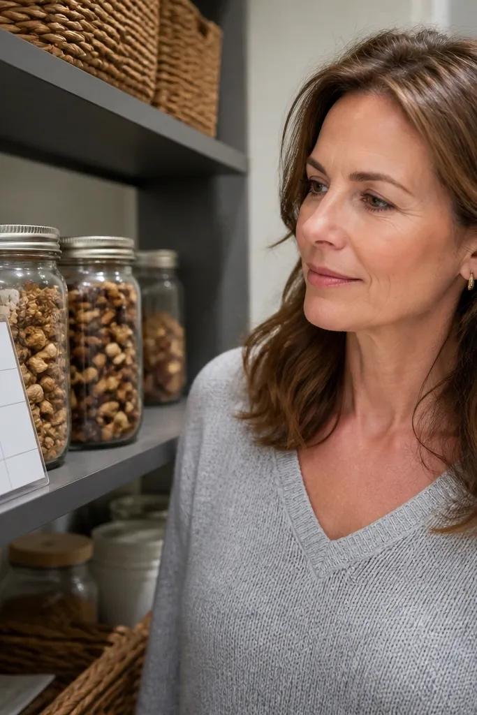 Small jars for snack portions with a label schedule card on the side
