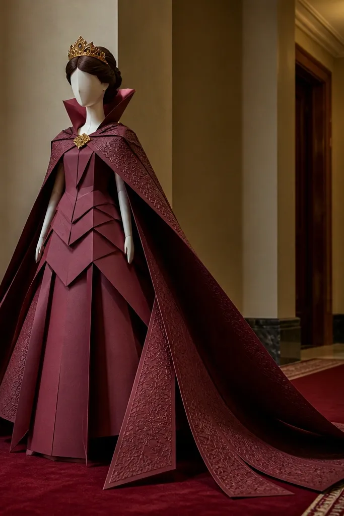 Paper doll wearing a robe with a separate cape piece