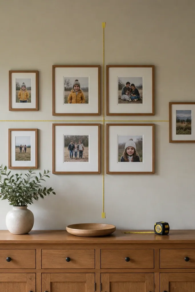 Mixed frames where most photos are 5x7 arranged in a tidy square grid