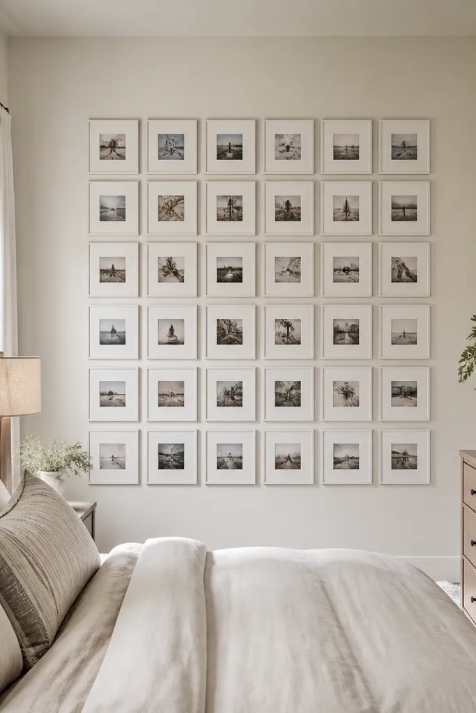Four 6x6 square frames arranged in a relaxed collage on a wall