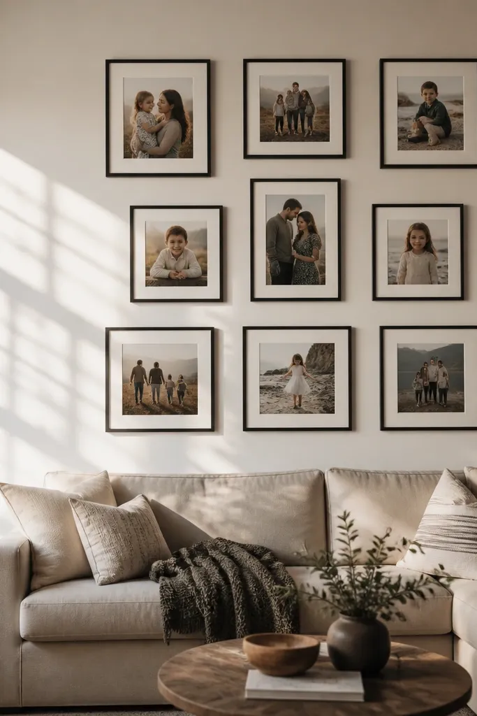 Two large 10x10 frames and one 9x12 frame arranged with generous spacing