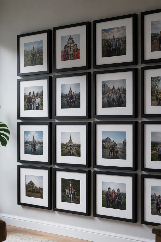 Alternating black frames with photos arranged in a checkerboard pattern