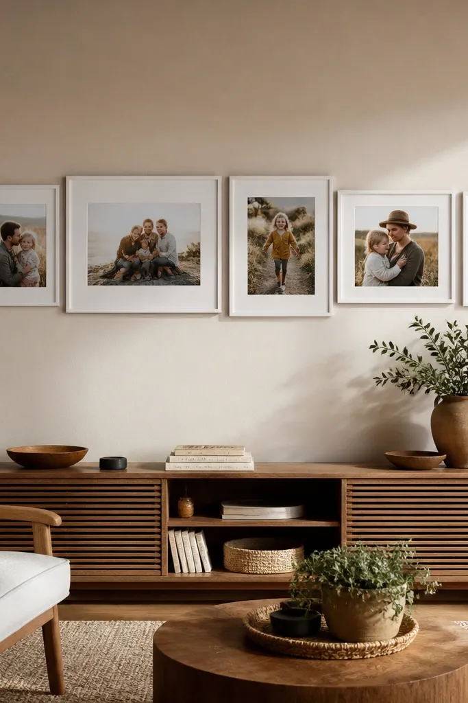 Five photos in a single row with different widths and consistent height