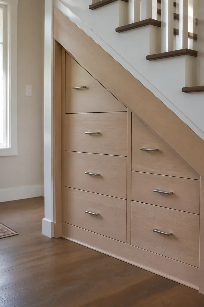 Under-stairs drawers with shoe storage compartments