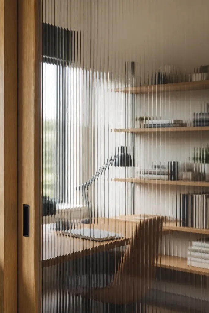 Wood framed sliding door with clear acrylic panel