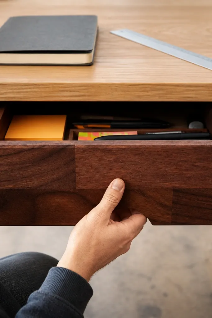 Small drawer under desk for stationery