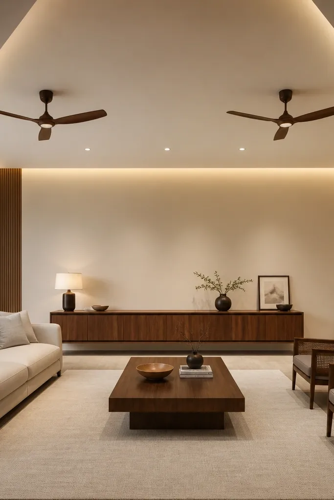 Two fans with a border that has diagonal corner cuts and LED glow along the angled edges.