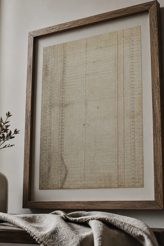 A weathered ledger page with faded lines, columns, and numbers