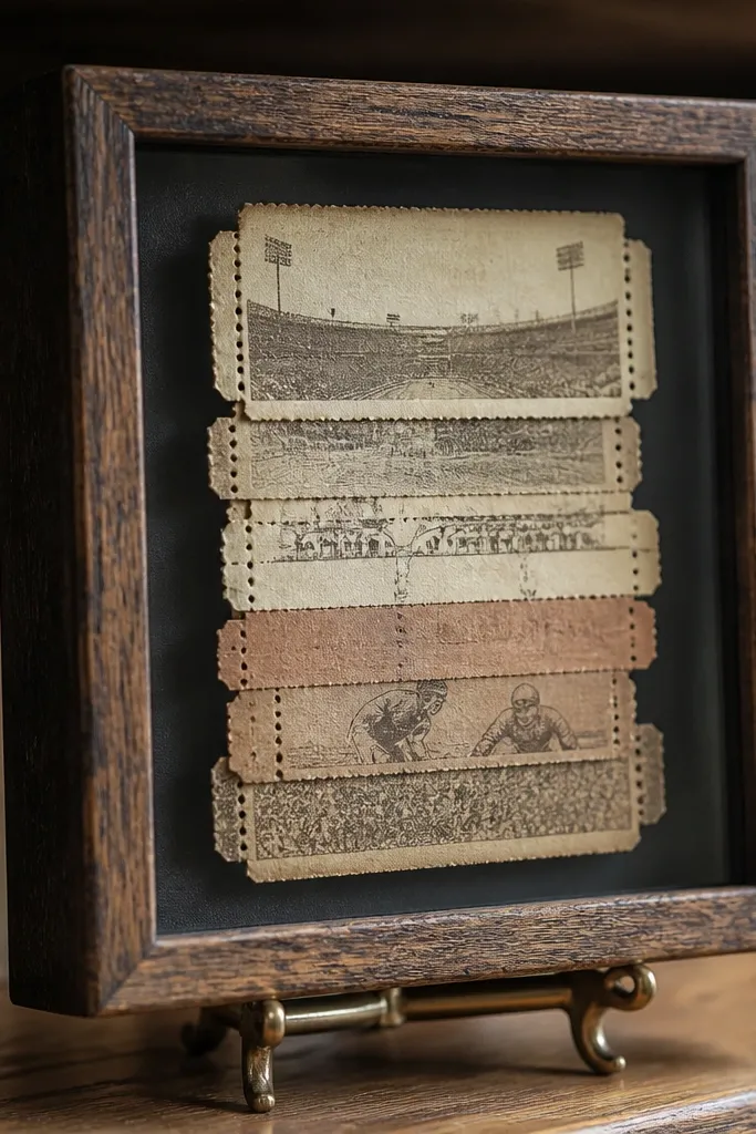 Vintage ticket stubs with perforated lines and serial numbers