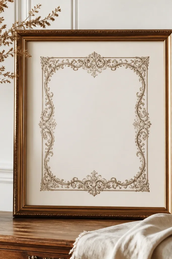 An ornate vintage border with blank center for your own text