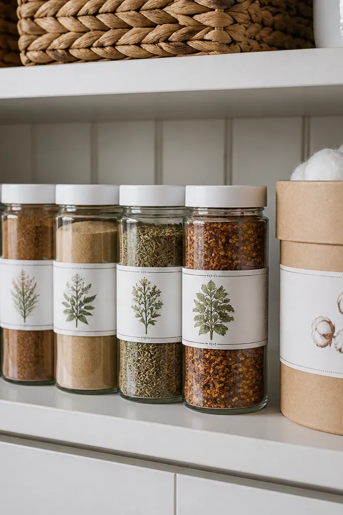 A long strip of botanical labels designed to wrap or stick on jars