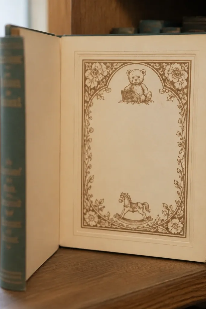 A decorative bookplate label with a vintage border for a book cover