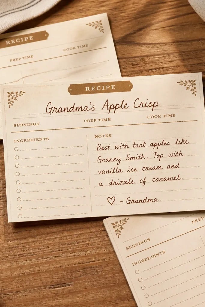 Vintage recipe card look with faint title area and aged beige background