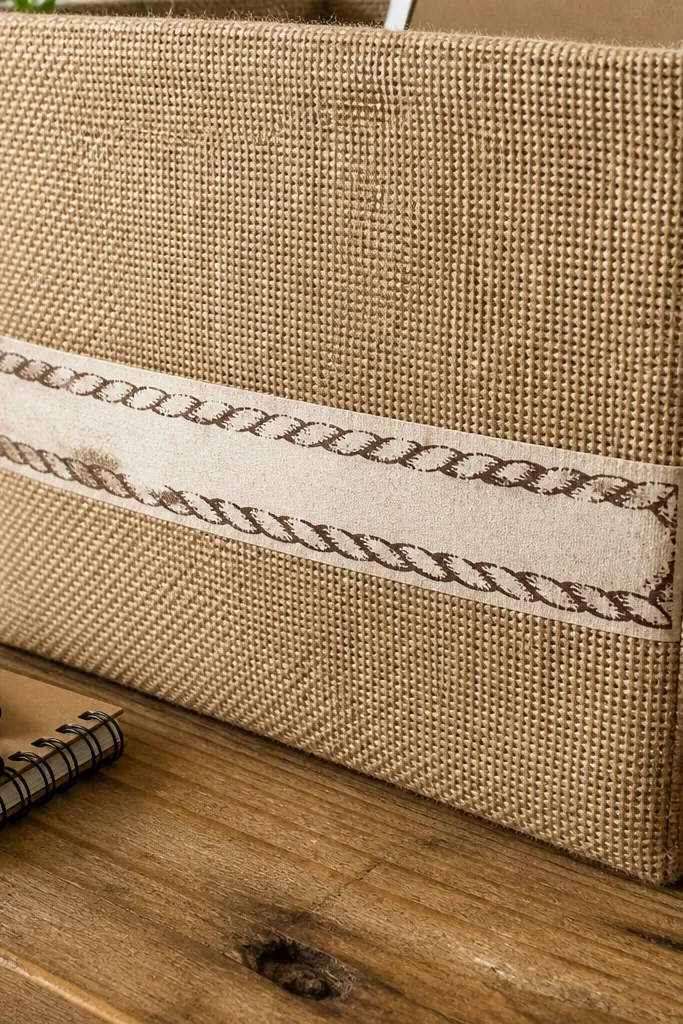Horizontal label strip sticker with rope border design and faded center