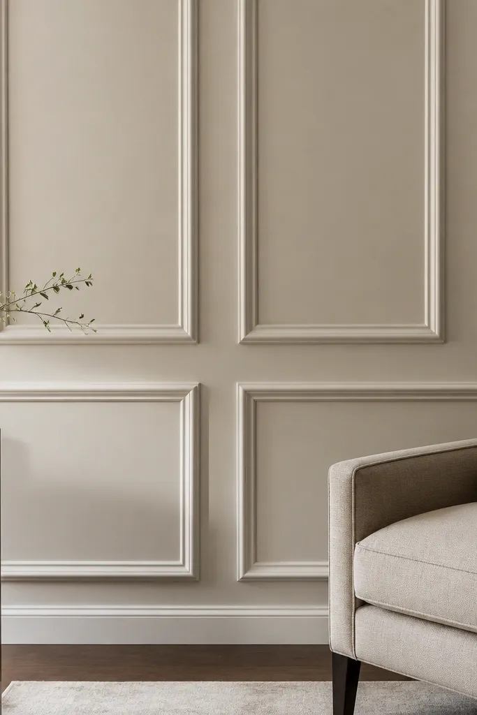 Painted raised panel inserts with crisp edges and simple rails
