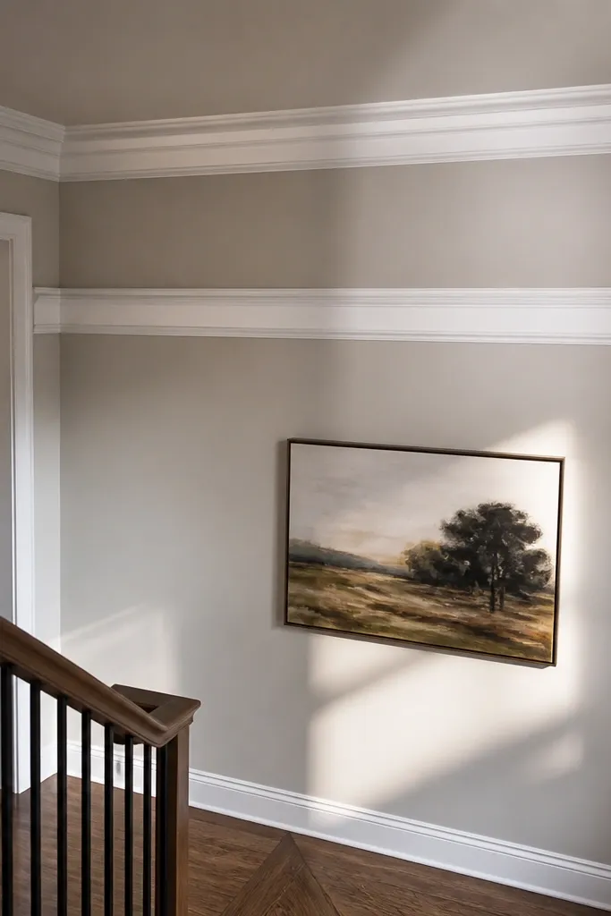 Wall with a top band and a second band lower down