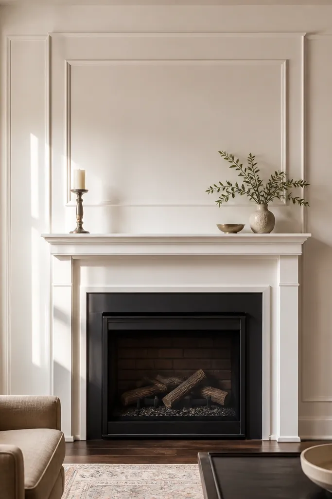 Wall feature framed with moulding like a window border