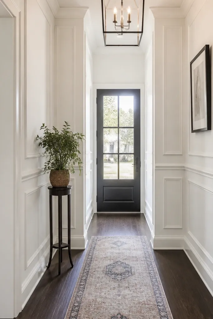 Full-height wall frames made from vertical and horizontal trim