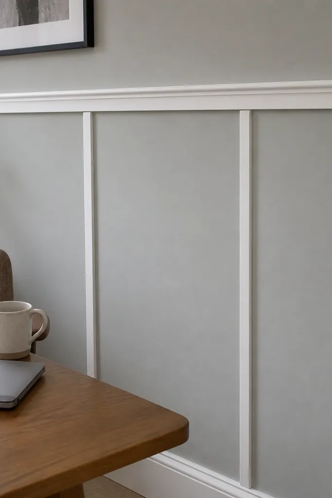 Half wall with raised top panel border and flat lower area