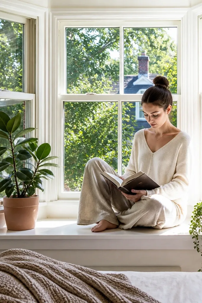 Low plants on window sill with space for airflow